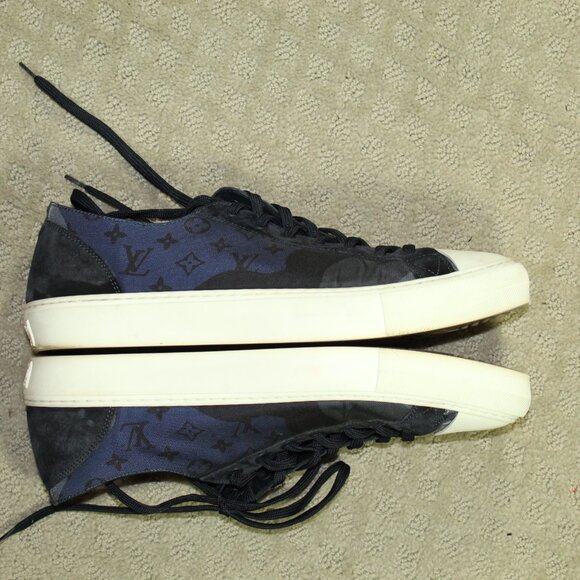 Louis Vuitton Camo Tattoo Cloth Suede Low Top Trainers Sneakers Men's 9.5 /Wm 11 - Picture 4 of 9